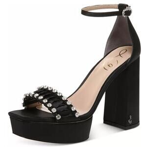 Sam Edelman Black Satin Ninette Platform Heels Size 9.5